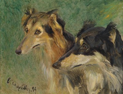 Portrait of Two Borzoi Dogs by Carl Friedrich Kappstein